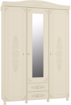 Ассоль-Плюс АС-27 Шкаф трехстворчатый с зеркалом Ваниль Ш1530хГ550хВ2230 ― Мебель в Краснодаре