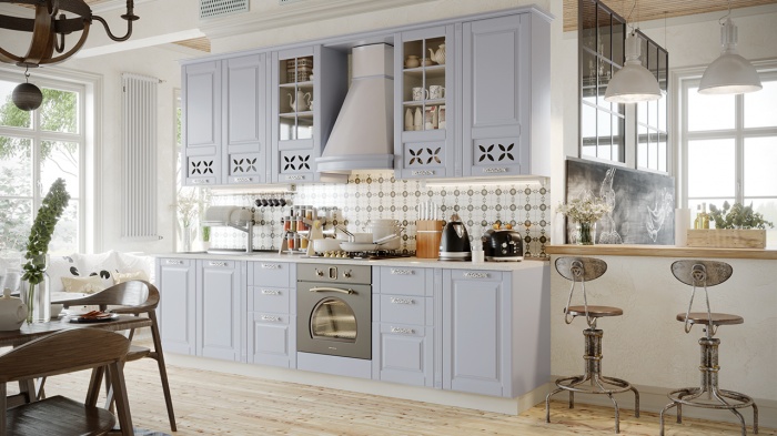 Кухня Скай Голубая ― Мебель в Краснодаре