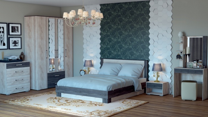 Спальня Версаль-1 Дуб Сакраменте / Ясень Анкор ― Мебель в Краснодаре