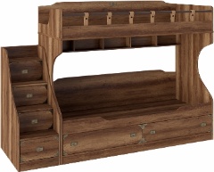 Кровать двухъярусная с приставной лестницей «Навигатор» СМ-250.11.12  (Ш×Г×В): 2514×845×1742 ― Мебель в Краснодаре
