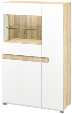 Шкаф с витриной Леонардо МН-026-03 Белый Д 90 x В 144 x Г 42