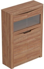 Шкаф двухдверный со стеклом Сорнето Дуб Стирлинг (ШxГxВ): 1070 x 385 x 1500