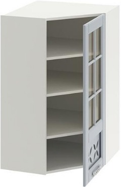 Шкаф навесной угловой с углом 45° со стеклом СКАЙ (Голубая) ВУ45_72-(40)_1ДРс  (Ш×Г×В): 600×323×720 ― Мебель в Краснодаре