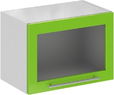 Кухня Олива ШВГС 600 Шкаф верхний горизонтальный, стекло Зелёный