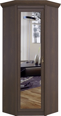 Флоренция 641 шкаф угловой с зеркалом Дуб Оксфорд (ШхВхГ):  871х2315х457 ― Мебель в Краснодаре