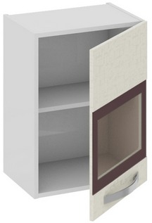 Шкаф верхний со стеклом (правый) (Синга (Крем)) В_60-45_1ДРс(Б) Размеры (Ш×Г×В): 450×323×600 ― Мебель в Краснодаре