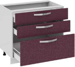 Шкаф нижний с 3-мя ящиками (Синга (Баклажан)) Н3я_72-90_3Я Размеры (Ш×Г×В): 900×582×822 ― Мебель в Краснодаре