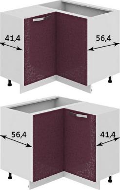 Шкаф нижний нестандартный угловой с углом 90° (Синга (Баклажан)) НнУ90_72_2ДР(НнУ) Размеры (Ш×Г×В): 1050×900×822 ― Мебель в Краснодаре