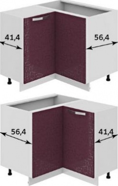 Шкаф нижний нестандартный угловой с углом 90° (Синга (Баклажан)) НнУ90_72_2ДР(НнУ) Размеры (Ш×Г×В): 1050×900×822