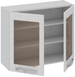 Шкаф верхний со стеклом (Синга (Крем)) В_72-90_2ДРс Размеры (Ш×Г×В): 900×323×720