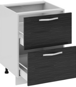Шкаф нижний с 2-мя ящиками (СКАЙЛАЙН (Черный)) Н2я_72-60_2Я Размеры (Ш×Г×В): 600×582×822 ― Мебель в Краснодаре