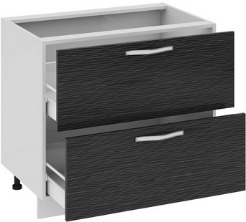 Шкаф нижний с 2-мя ящиками (СКАЙЛАЙН (Черный)) Н2я_72-90_2Я Размеры (Ш×Г×В): 900×582×822
