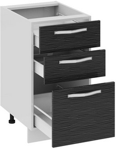 Шкаф нижний с 3-мя ящиками (СКАЙЛАЙН (Черный)) Н3я_72-45_3Я Размеры (Ш×Г×В): 450×582×822