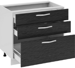Шкаф нижний с 3-мя ящиками (СКАЙЛАЙН (Черный)) Н3я_72-90_3Я Размеры (Ш×Г×В): 900×582×822 ― Мебель в Краснодаре