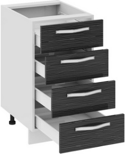 Шкаф нижний с 4-мя ящиками (СКАЙЛАЙН (Черный)) Н4я_72-45_4Я Размеры (Ш×Г×В): 450×582×822 ― Мебель в Краснодаре