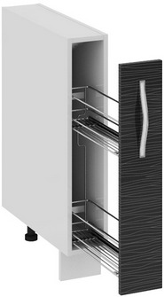 Шкаф нижний с выдвижной корзиной (СКАЙЛАЙН (Черный)) НВК_72-15_ВК Размеры (Ш×Г×В): 150×582×822