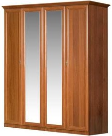 Европа 7 Ит Орех Шкаф 4-дверный с зеркалами Арт: 071/151  ДхВхГ, см: 184х225х60
