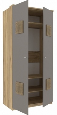 Шкаф двухстворчатый с декоративными накладками Фиджи ЛД 659.232.000 Антрацит  Ш 1096 мм В 2326 мм Г 640 мм