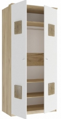 Шкаф двухстворчатый с декоративными накладками Фиджи ЛД 659.237.000 Белый Экспо  Ш 1096 мм В 2326 мм Г 640 мм