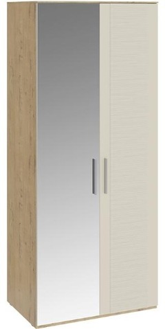 Шкаф для одежды с 1 глухой и 1 зеркальной дверями Николь СМ-295.07.005 L Фон Бежевый (Ш×Г×В): 897×602×212 ― Мебель в Краснодаре