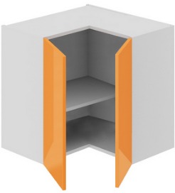 Шкаф верхний угловой с углом 90 (БЬЮТИ (Оранж)) ВУ90_60_2ДР(ВУ) Размеры (Ш×Г×В): 600×600×600 ― Мебель в Краснодаре