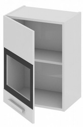 Шкаф верхний со стеклом (левый) В_60-45_1ДРс(А) Фэнтези (Белый универс.) (Ш×Г×В): 450×323×600