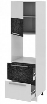 Шкаф пенал под бытовую технику с 2-мя ящиками (левый) ПБ2я_204-60_2Я1ДР(А) Фэнтези (Лайнс) (Ш×Г×В): 600×582×2140 ― Мебель в Краснодаре